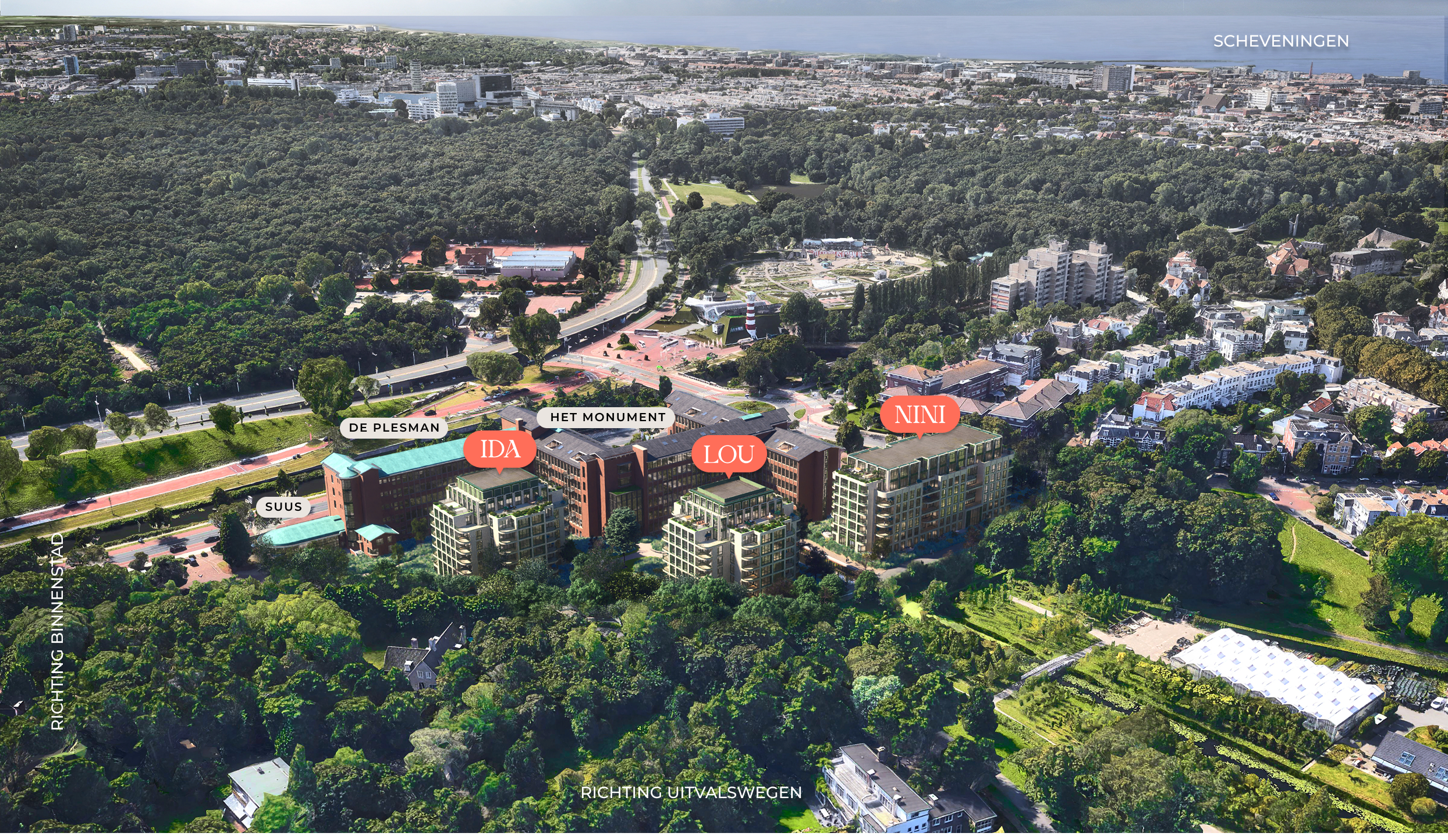 vogelvlucht van nieuwbouwproject Plesmanduin